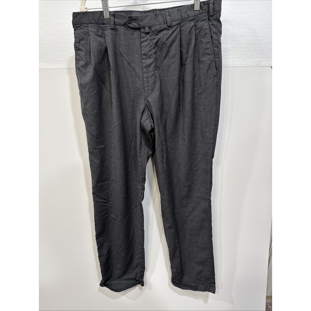 Ermenegildo Zegna 40R Dark Gray 100% Wool 75L102 Pleated Mens Dress Pants